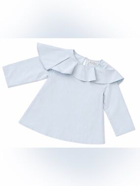 Summer Blouse Top light blue cotton size S